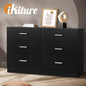 COD-TIKO-BK-AB Oikiture 6 Chest of Drawers Tallboy Dresser Table Lowboy Storage Cabinet Black