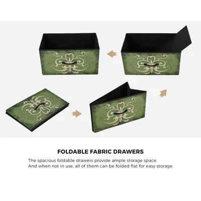 COD-TS-BOHEMI-5D Oikiture 5 Chest Of Drawers Fabric Storage Cabinet Retro Lowboy Organizer
