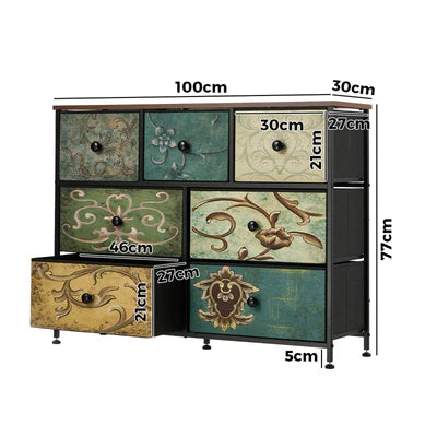COD-TS-BOHEMI-7D Oikiture 7 Chest of Drawers Fabric Storage Cabinet Tower Dresser Lowboy