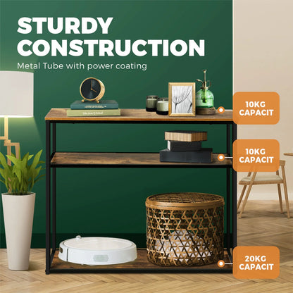 CST-A12-WD Oikiture Hall Console Table Metal Hallway Desk Entry Display Wooden Furniture