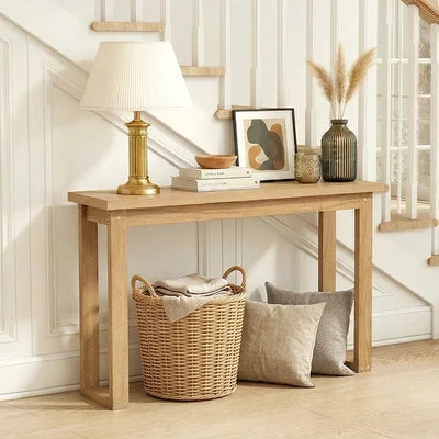 CST-EASY-WD Oikiture Console Table Narrow Hall Entryway Desk Sofa Table Display Shelf