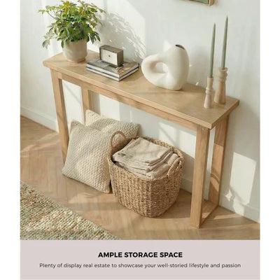 CST-EASY-WD Oikiture Console Table Narrow Hall Entryway Desk Sofa Table Display Shelf