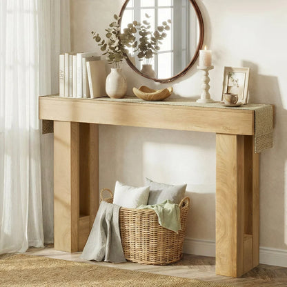 CST-GLOW-WD Oikiture Console Table Hallway Narrow Sofa Side Desk Storage Rack Behind