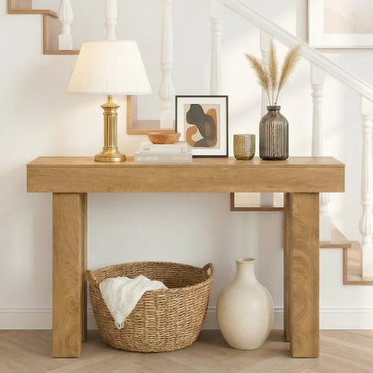 CST-GLOW-WD Oikiture Console Table Hallway Narrow Sofa Side Desk Storage Rack Behind