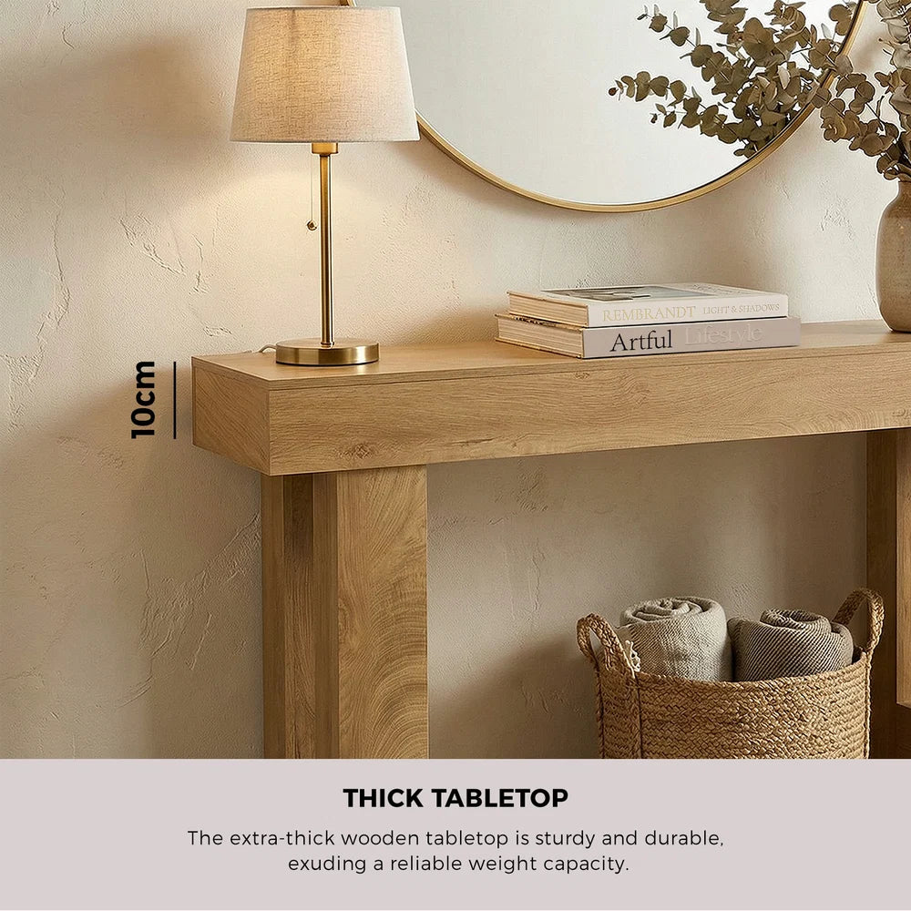 CST-GLOW-WD Oikiture Console Table Hallway Narrow Sofa Side Desk Storage Rack Behind