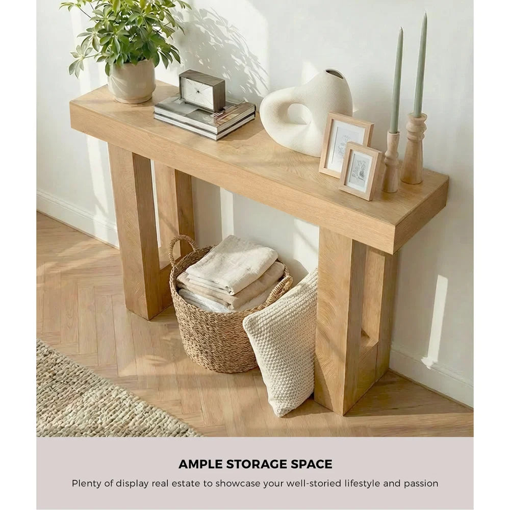 CST-GLOW-WD Oikiture Console Table Hallway Narrow Sofa Side Desk Storage Rack Behind