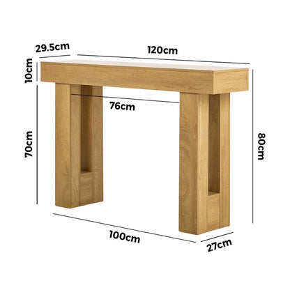 CST-GLOW-WD Oikiture Console Table Hallway Narrow Sofa Side Desk Storage Rack Behind