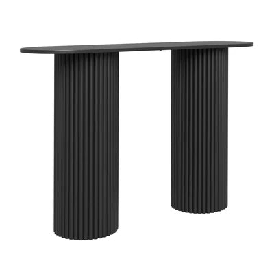 CST-JEN-BK Oikiture Console Table Oval Hallway Desk Modern Entryway Table Black