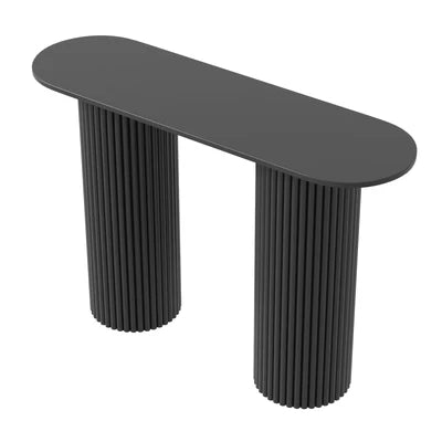 CST-JEN-BK Oikiture Console Table Oval Hallway Desk Modern Entryway Table Black