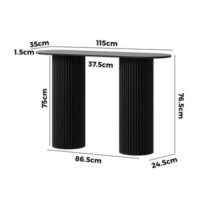 CST-JEN-BK Oikiture Console Table Oval Hallway Desk Modern Entryway Table Black