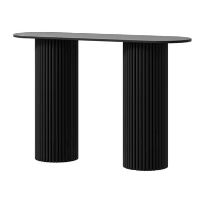 CST-JEN-BK Oikiture Console Table Oval Hallway Desk Modern Entryway Table Black