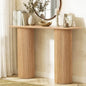 CST-JEN-WD Oikiture Console Table Oval Hallway Desk Modern Entryway Table Natural