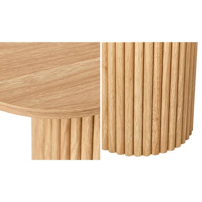 CST-JEN-WD Oikiture Console Table Oval Hallway Desk Modern Entryway Table Natural