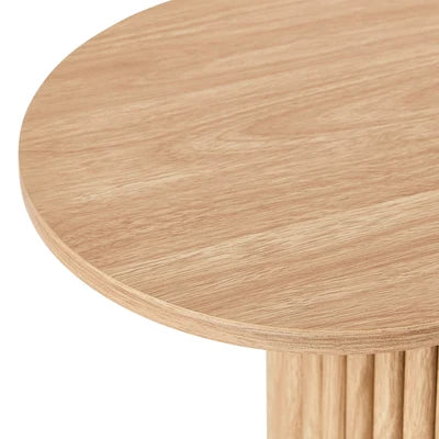 CST-JEN-WD Oikiture Console Table Oval Hallway Desk Modern Entryway Table Natural