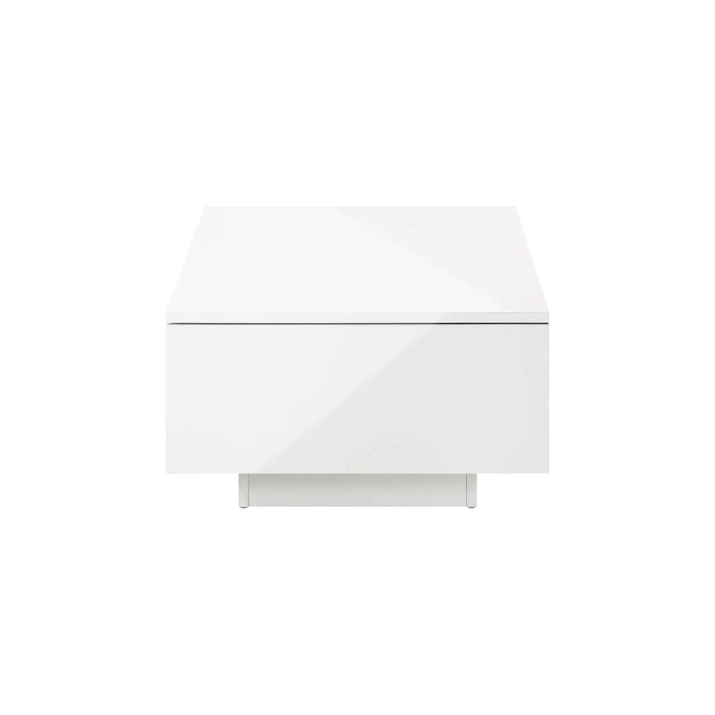 CTB-B15-DELI-WH Oikiture Coffee Table LED High Gloss Storage Drawer White