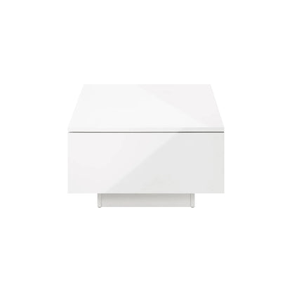 CTB-B15-DELI-WH Oikiture Coffee Table LED High Gloss Storage Drawer White