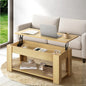 CTB-LIFUP-WD Oikiture Coffee Table with Lift Up Top Storage Space Wooden Beige
