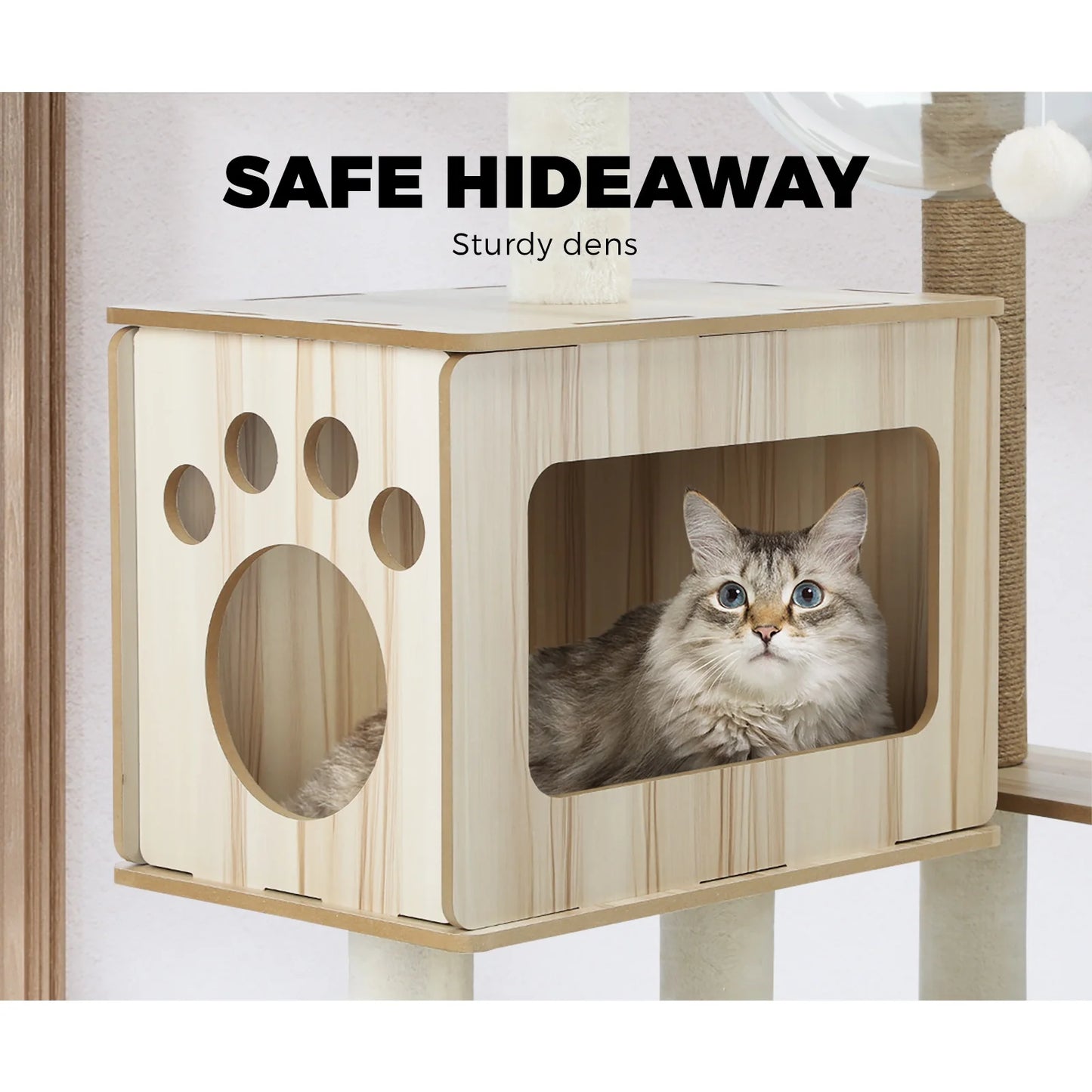 CTR-W-B1-MT-135 Alopet Cat Tree Tower Scratching Post Scratcher Cats Condo House Bed Furniture