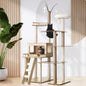 CTR-W-DOUBLE-WD-172 Alopet Large Cat Tree Wood Scratcher Scratching Post Tower Condo House Bed 172cm