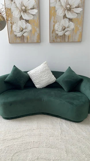 ACH-CASEW-VV-GN LivingFusion Millie 3 Seater Rounded Velvet Sofa Green