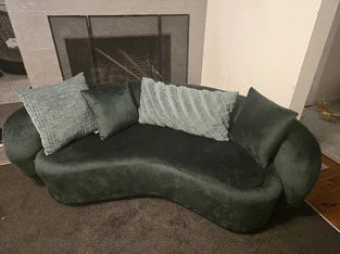ACH-CASEW-VV-GN LivingFusion Millie 3 Seater Rounded Velvet Sofa Green