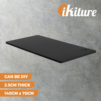 DB-14-BK Oikiture Standing Desk Top with Drilled Hole Black 140x70cm