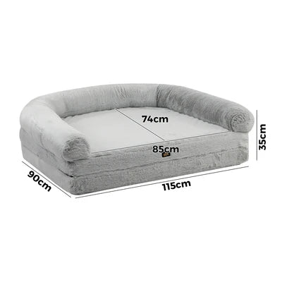 DB-B3-FOLD-180-GY Alopet Foldable Human Dog Bed Calming Bed Dog Sofa Beds Removable Washable Grey