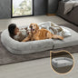 DB-B3-FOLD-180-GY Alopet Foldable Human Dog Bed Calming Bed Dog Sofa Beds Removable Washable Grey