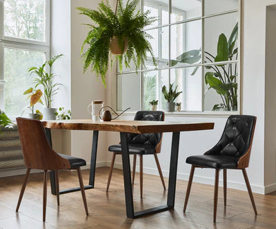 DCH-AIC-BENS-BK-2PC Oikiture Dining Chairs Kitchen Lounge Cafe Seat Retro PU Leather x2 Black