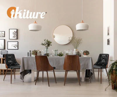 DCH-AIC-BENS-BK-2PC Oikiture Dining Chairs Kitchen Lounge Cafe Seat Retro PU Leather x2 Black