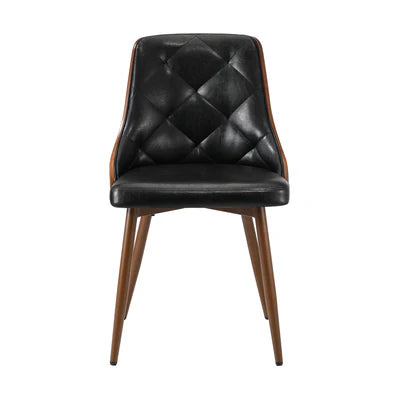 DCH-AIC-BENS-BK-2PC Oikiture Dining Chairs Kitchen Lounge Cafe Seat Retro PU Leather x2 Black