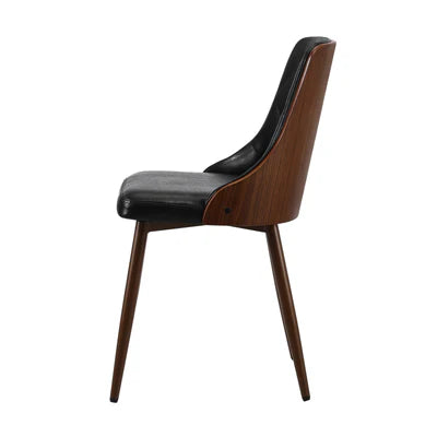 DCH-AIC-BENS-BK-2PC Oikiture Dining Chairs Kitchen Lounge Cafe Seat Retro PU Leather x2 Black