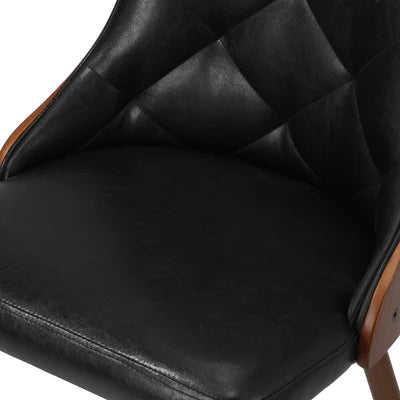 DCH-AIC-BENS-BK-2PC Oikiture Dining Chairs Kitchen Lounge Cafe Seat Retro PU Leather x2 Black