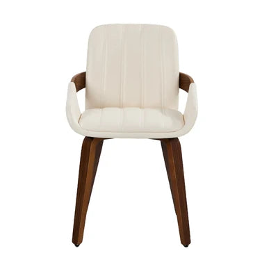 DCH-AIC-NEO-BG-2PC Oikiture 2x Dining Chairs PU Leather Kitchen Chairs Bentwood Armchair Beige