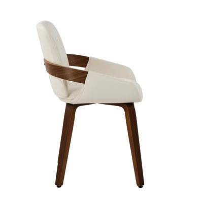 DCH-AIC-NEO-BG-2PC Oikiture 2x Dining Chairs PU Leather Kitchen Chairs Bentwood Armchair Beige