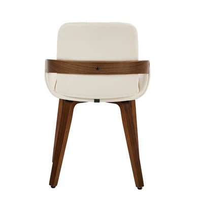 DCH-AIC-NEO-BG-2PC Oikiture 2x Dining Chairs PU Leather Kitchen Chairs Bentwood Armchair Beige