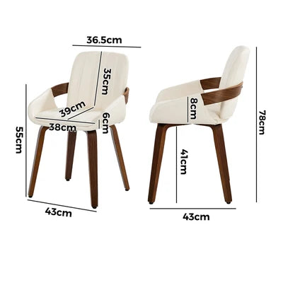 DCH-AIC-NEO-BG-2PC Oikiture 2x Dining Chairs PU Leather Kitchen Chairs Bentwood Armchair Beige