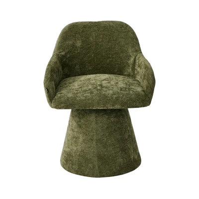 DCH-ALAN-CH-GN-2PC Oikiture 2x Dining Chair Swivel Armchair Lounge Accent Chairs Chenille Green