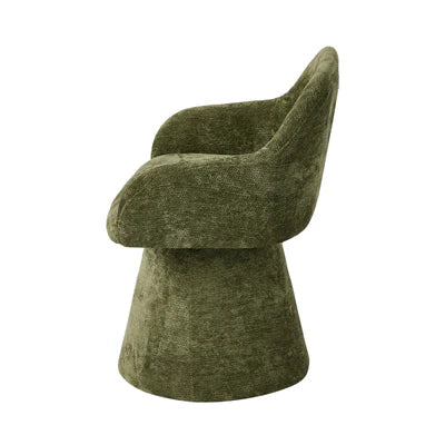 DCH-ALAN-CH-GN-2PC Oikiture 2x Dining Chair Swivel Armchair Lounge Accent Chairs Chenille Green