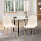 DCH-ECO-SP-WHWD-2PC Oikiture Dining Chairs Kitchen Accent Chair Lounge Sherpa White and Wooden