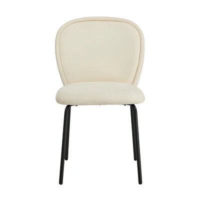 DCH-EDGE-BG-2PC Oikiture 2x Dining Chairs Kitchen Accent Chairs Chenille Pad Metal Legs Beige