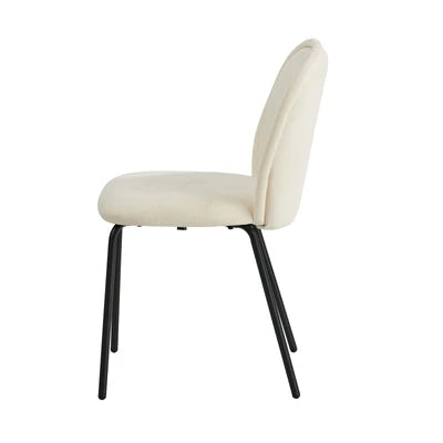 DCH-EDGE-BG-2PC Oikiture 2x Dining Chairs Kitchen Accent Chairs Chenille Pad Metal Legs Beige