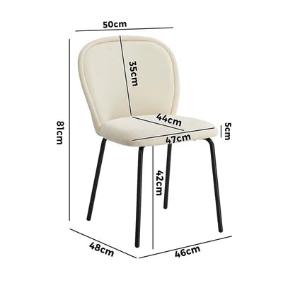 DCH-EDGE-BG-2PC Oikiture 2x Dining Chairs Kitchen Accent Chairs Chenille Pad Metal Legs Beige