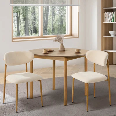 DCH-HD-SPA-WDBG-2PC Oikiture 2x Dining Chairs Kitchen Chair Cafe Lounge Chair Boucle Beige&Natural