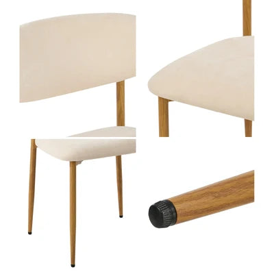 DCH-HD-SPA-WDBG-2PC Oikiture 2x Dining Chairs Kitchen Chair Cafe Lounge Chair Boucle Beige&Natural