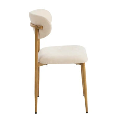 DCH-HD-SPA-WDBG-2PC Oikiture 2x Dining Chairs Kitchen Chair Cafe Lounge Chair Boucle Beige&Natural