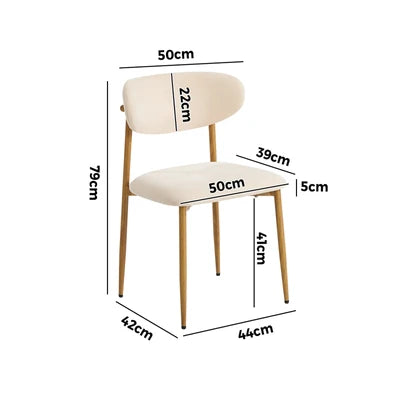 DCH-HD-SPA-WDBG-2PC Oikiture 2x Dining Chairs Kitchen Chair Cafe Lounge Chair Boucle Beige&Natural