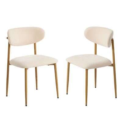 DCH-HD-SPA-WDBG-2PC Oikiture 2x Dining Chairs Kitchen Chair Cafe Lounge Chair Boucle Beige&Natural
