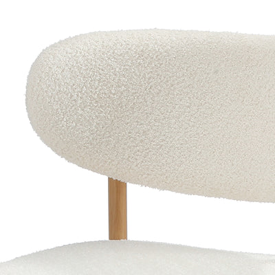 DCH-HD-SPA-WDWH-2PC Oikiture 2x Dining Chairs Kitchen Chair Cafe Lounge Chair Boucle Wood & White