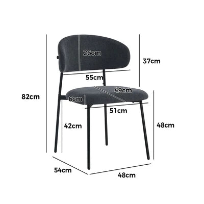 DCH-HD-YOYO-DKGY-2PC Oikiture 2x Dining Chairs Kitchen Lounge Seat Linen Fabric Accent Chair Grey